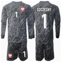 Camiseta Polonia Wojciech Szczesny #1 Portero Segunda Equipación Replica Eurocopa 2024 para niños mangas largas (+ Pantalones cortos)